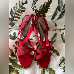 Red Fabric Strappy Heel